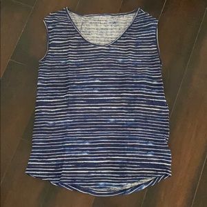 GAP Striped Blue & White 100% Linen Tank Top Blouse